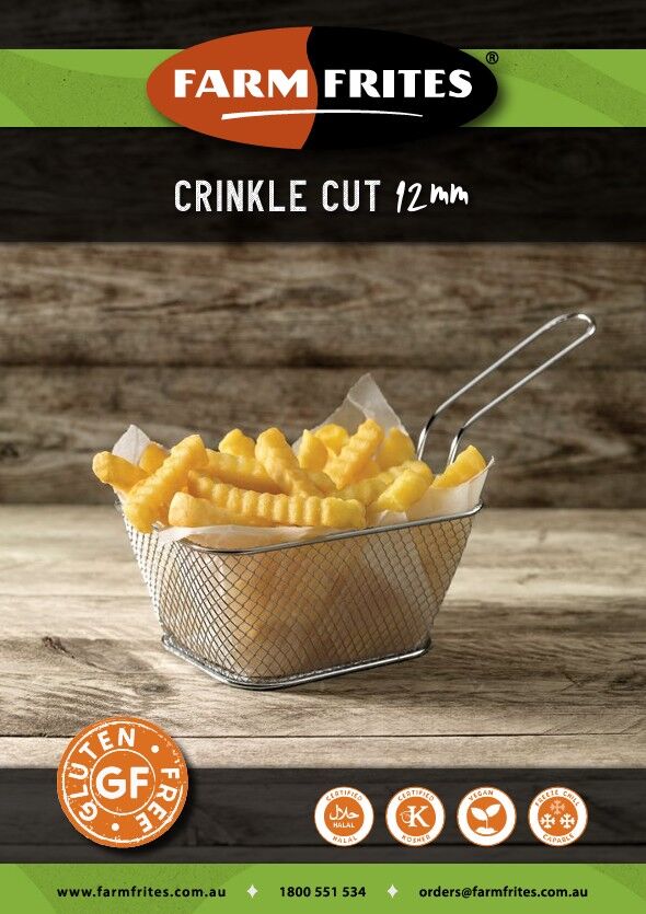 Chips, 12mm Crinkle Cut 5×2.5kg Farm Frites (GF) (H) (V)