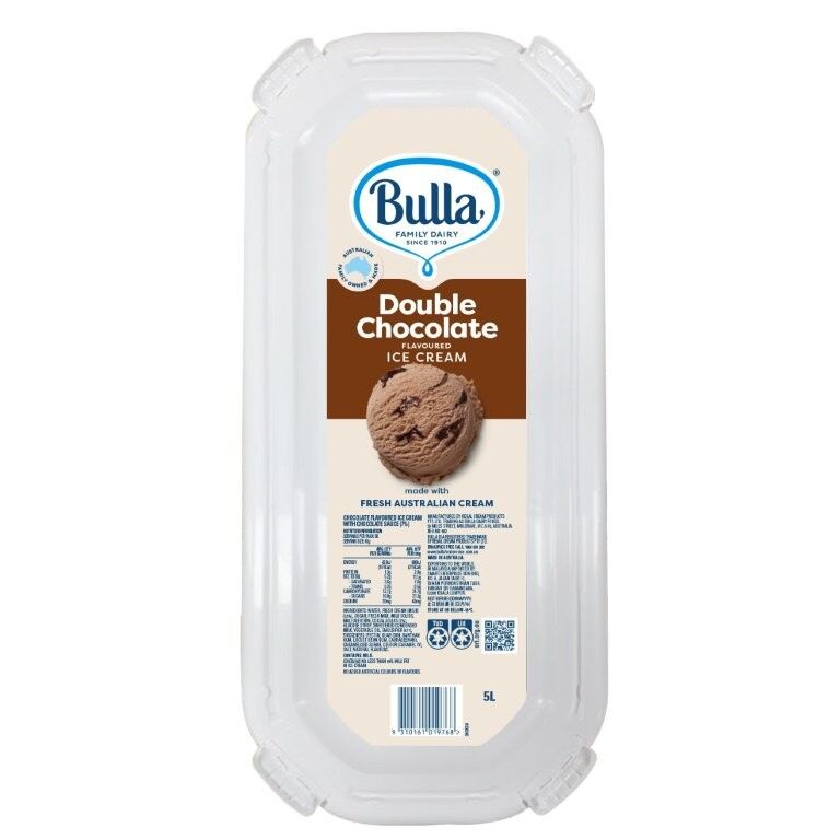 Ice Cream, Double Choc 5L Tray Bulla