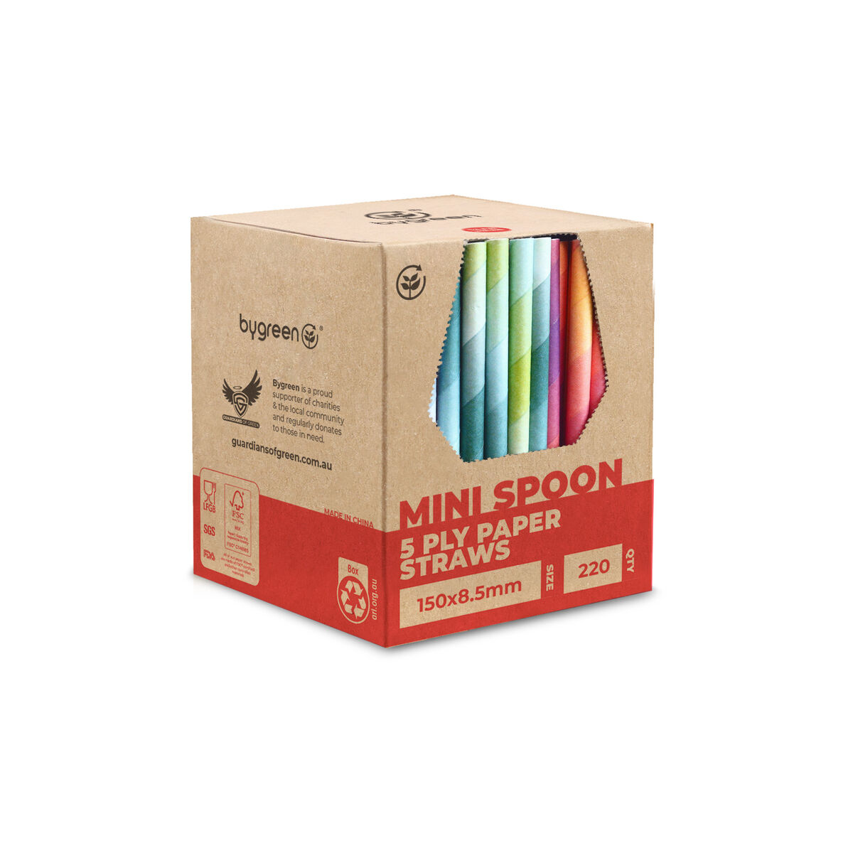 Straws, 5 Ply Paper Mini Spoon Mixed Colour (220) Bygreen