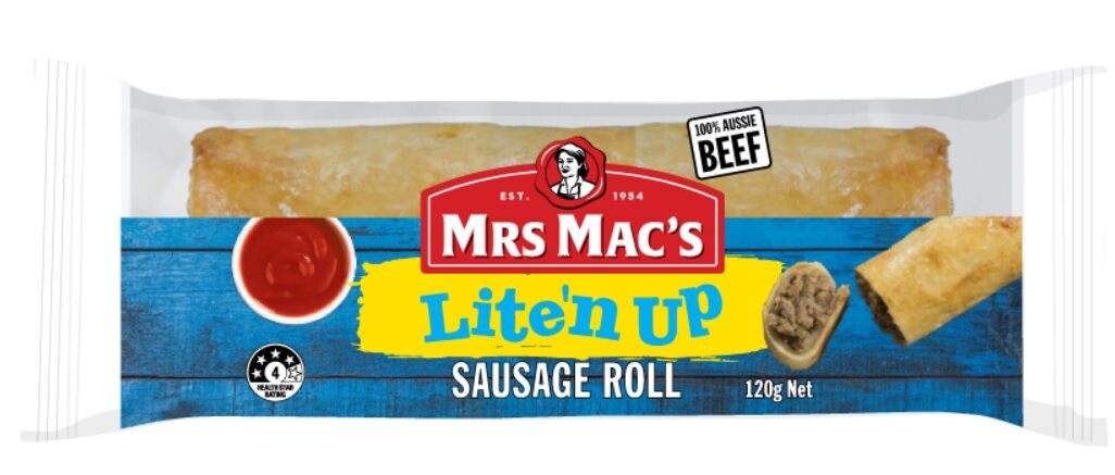Sausage Roll, 15x120gm Lite ‘N’ Up Mrs Mac’s (H)