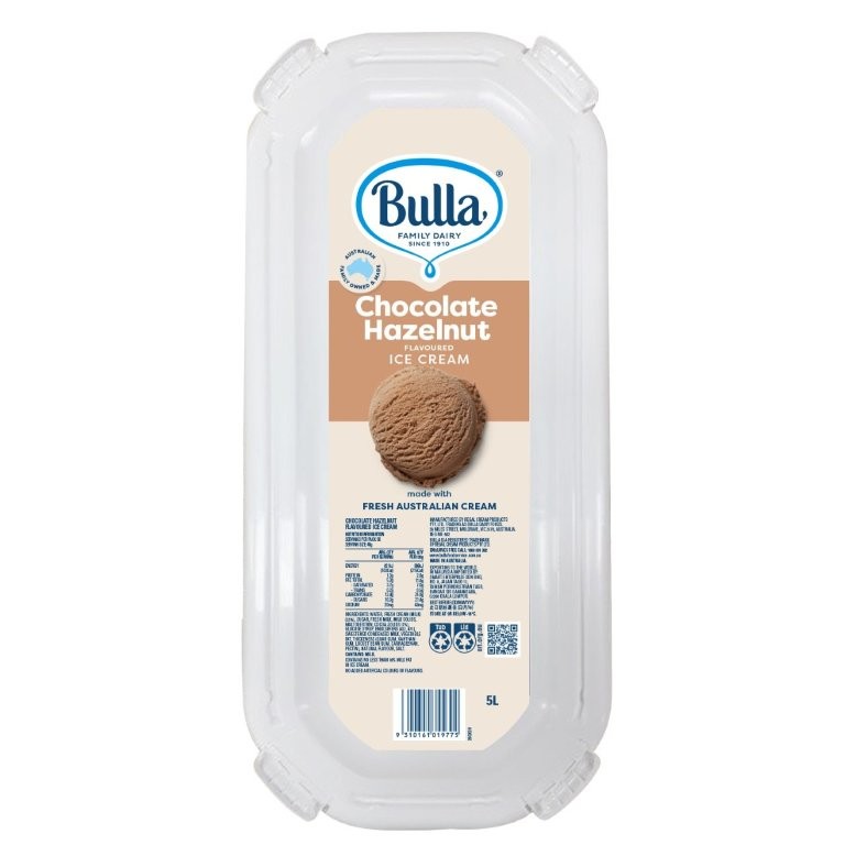 Ice Cream. Choc Hazelnut 5L Tray Bulla