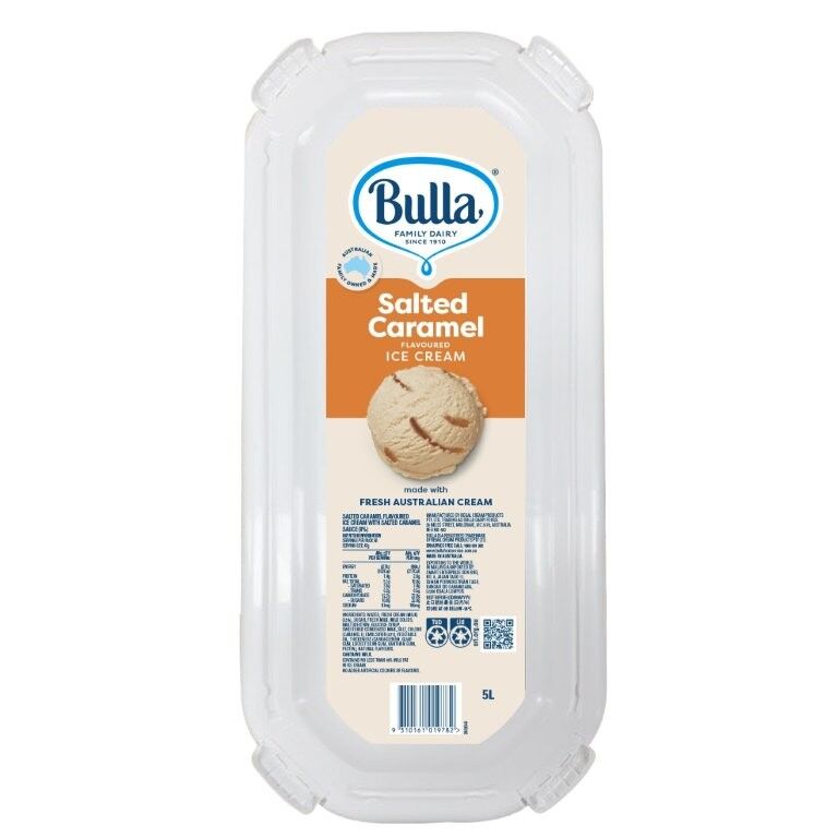 Ice Cream, Salted Caramel 5L Tray Bulla