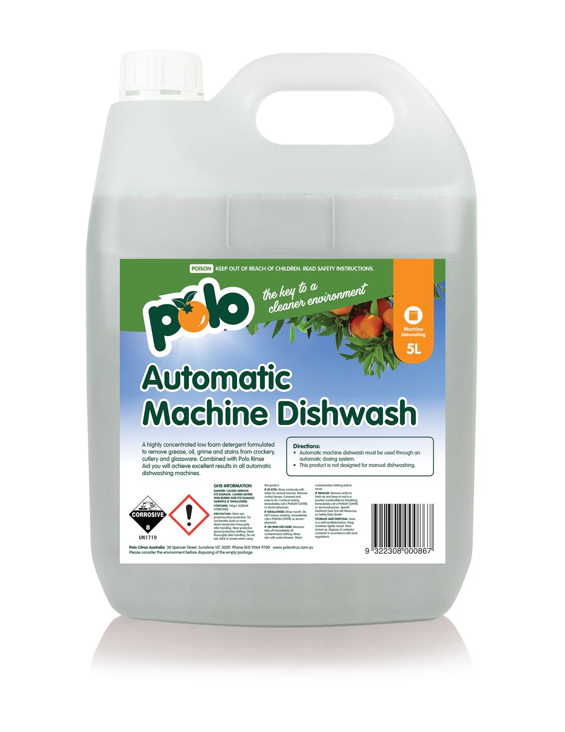 Detergent, Dishwashing Liquid Automatic Machine Wash 5L Polo