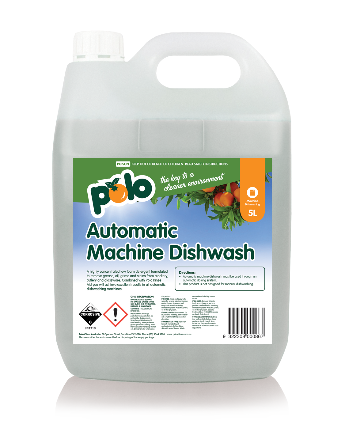 Detergent, Dishwashing Liquid Automatic Machine Wash 5L Polo