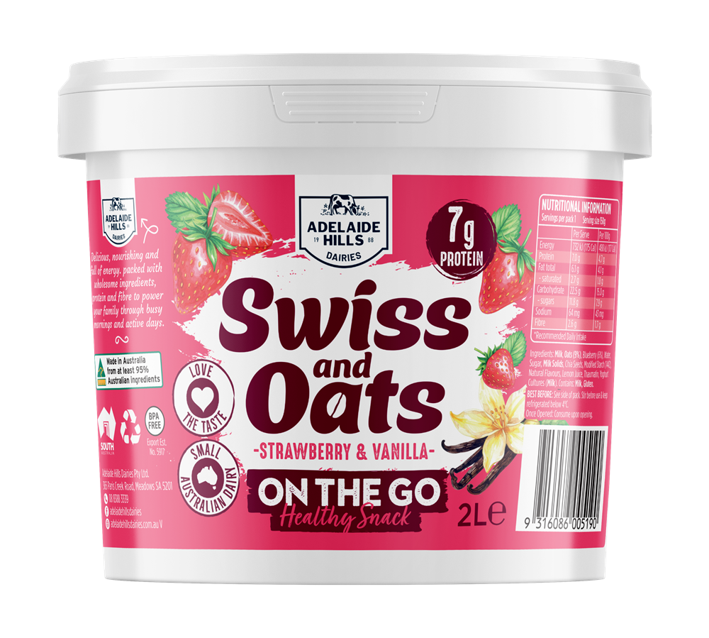 Swiss Oats Strawberry & Vanilla, Adelaide Hills Dairy 4x2kg CTN