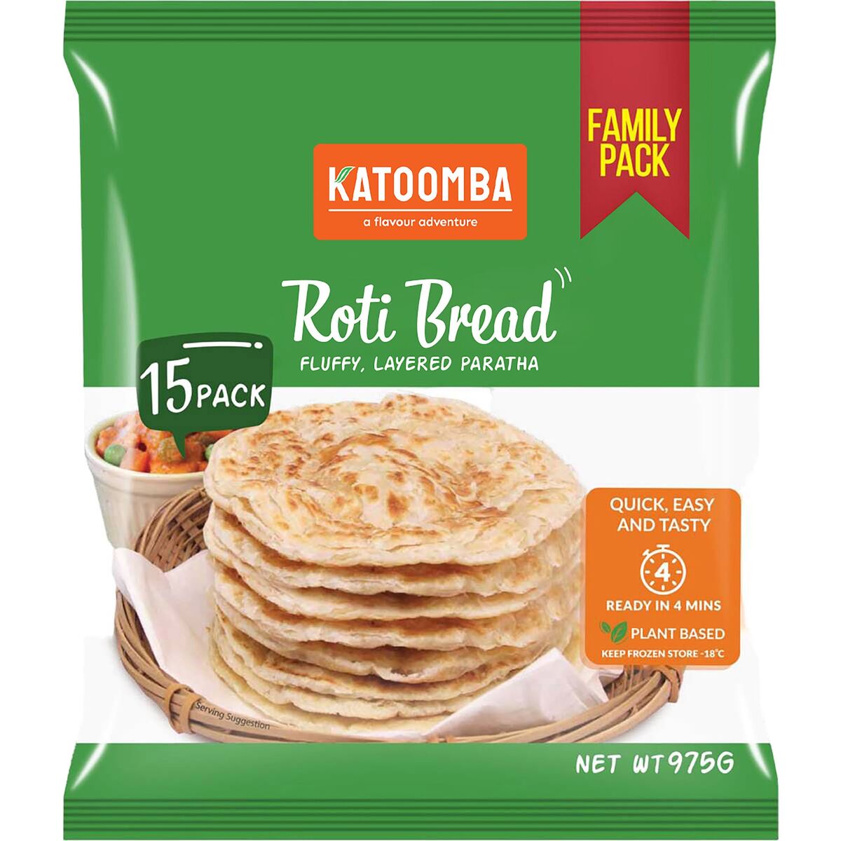 Roti, Paratha Katoomba 15x65g (10) CTN