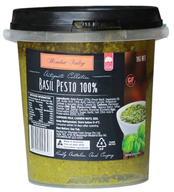 Pesto, Basil 100% 1kg, Wombat Valley