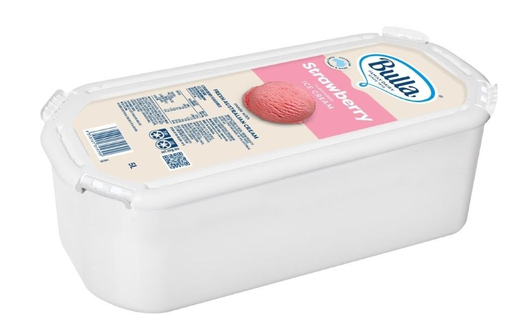 Ice Cream, Strawberry 5L Tray Bulla