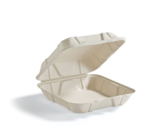 Clamshell, Dinner 9″x9″, Sugarcane (200)