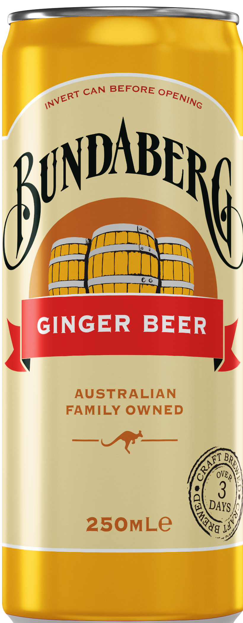 Drink, Ginger Beer 24x250ml Can Bundaberg (V)