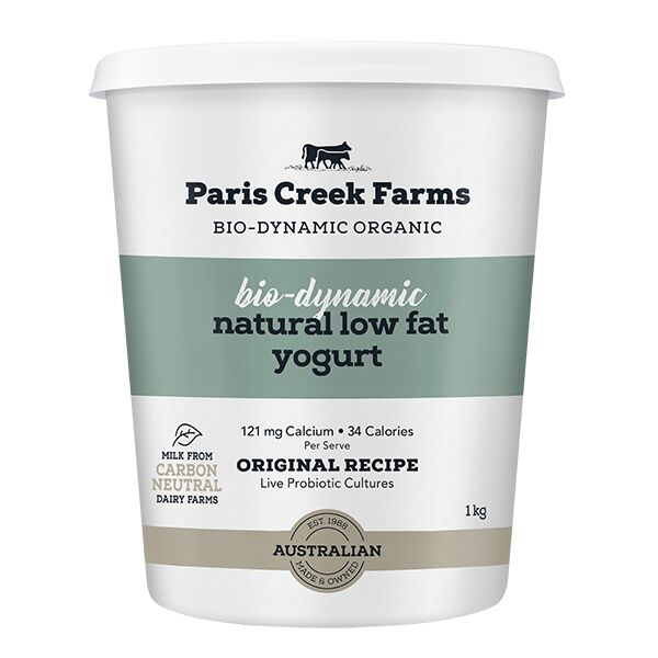 Yoghurt, Bio Dynamic 305A Natural Low Fat 1Kg Paris Creek (GF)