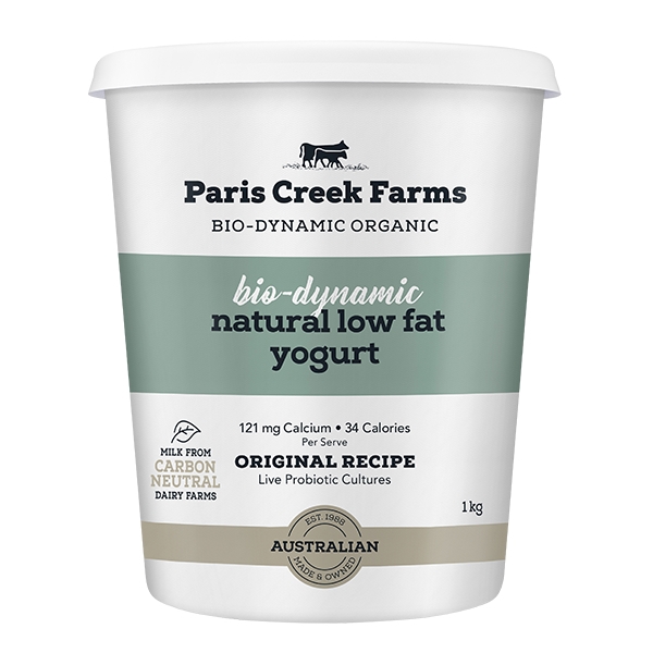 Yoghurt, Bio Dynamic 305A Natural Low Fat 1Kg Paris Creek (GF)