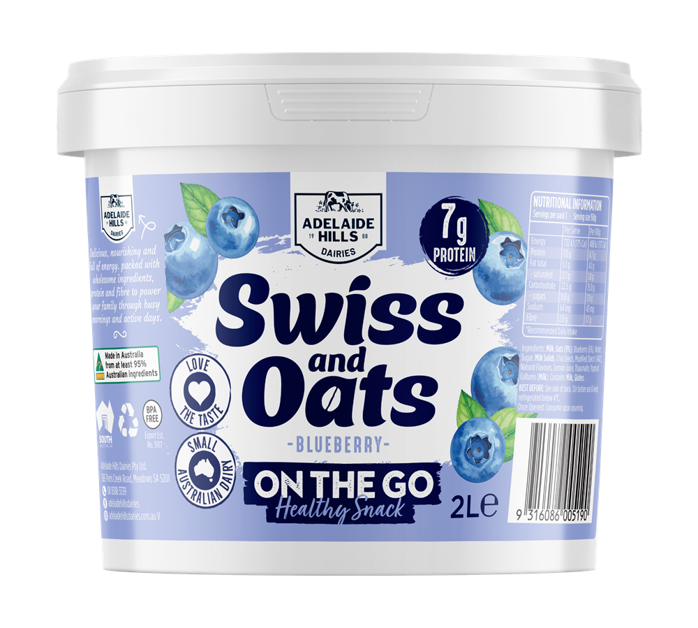 Swiss Oats Blueberry, Adelaide Hills Dairy 4x2kg CTN
