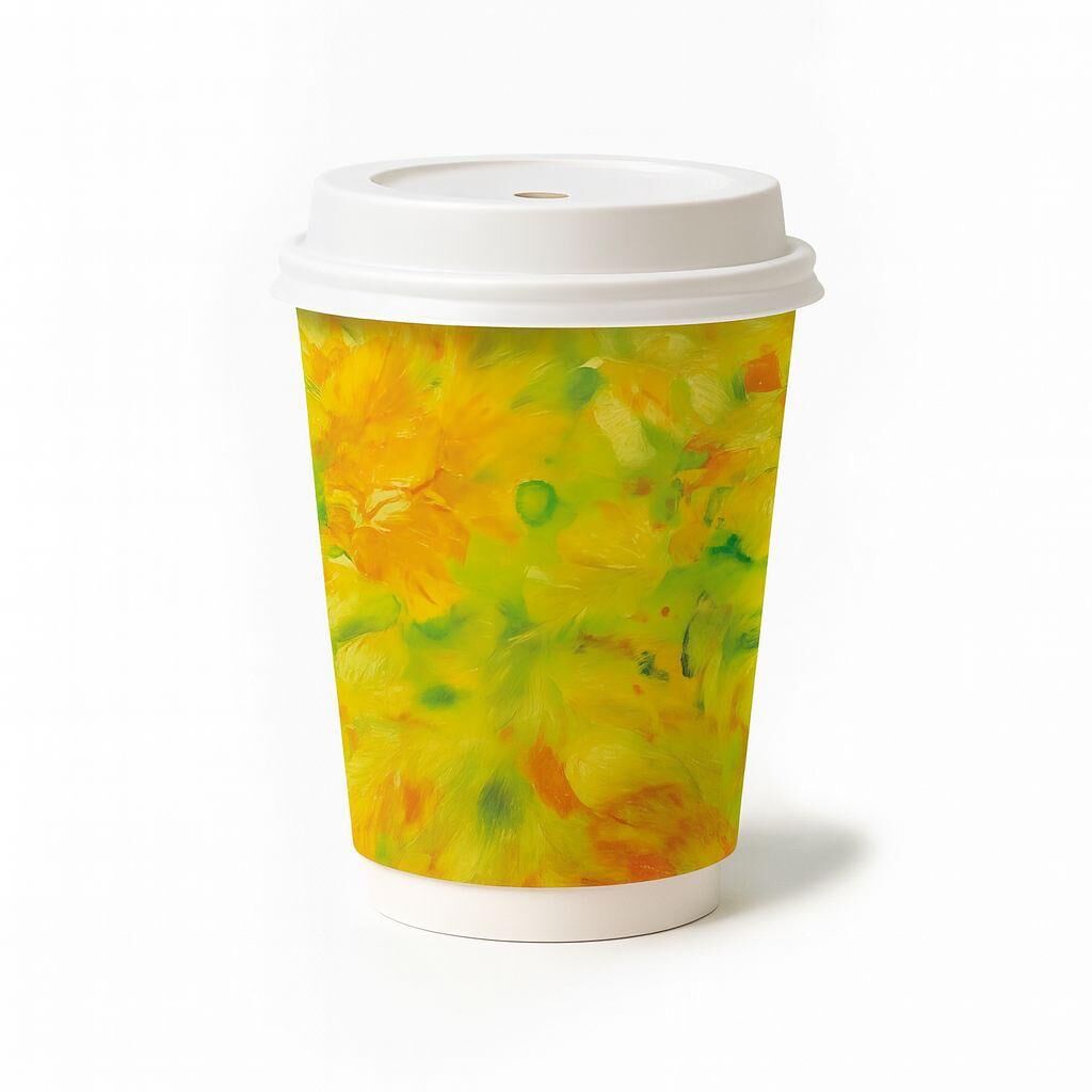 Cups, Coffee 12oz Double Wall YELLOW, Royalpac (25)