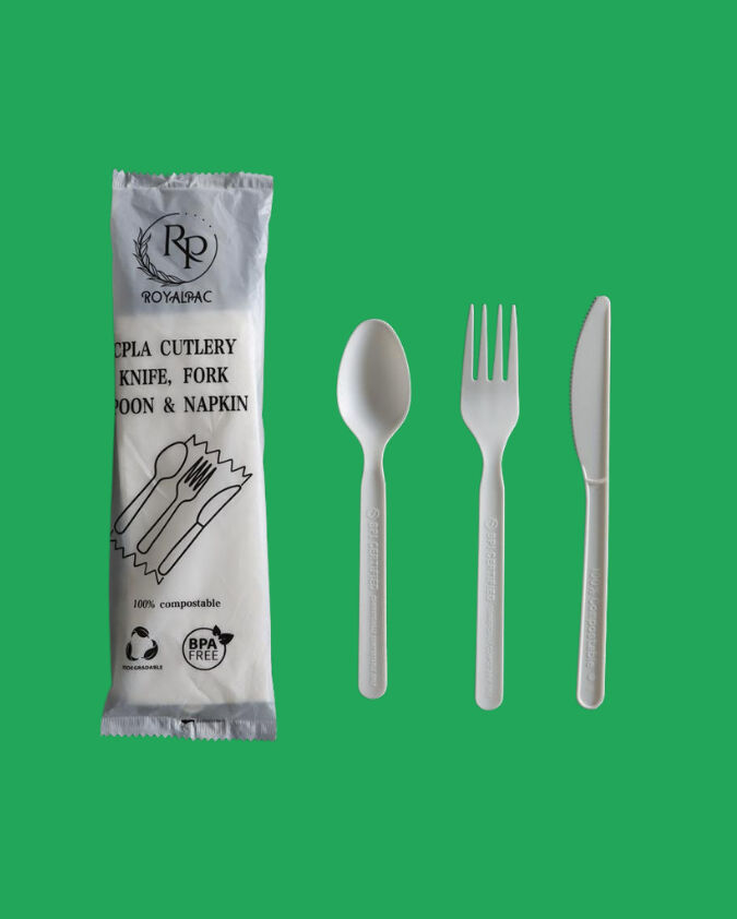 Cutlery Pack Bioplastic Knife/Fork/Spoon/Napkin (250) Royalpac