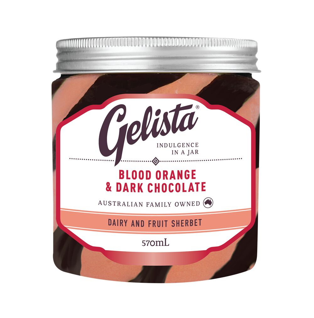Gelato**Blood Orange and Dark Choc 8x570ml Gelista (GF)