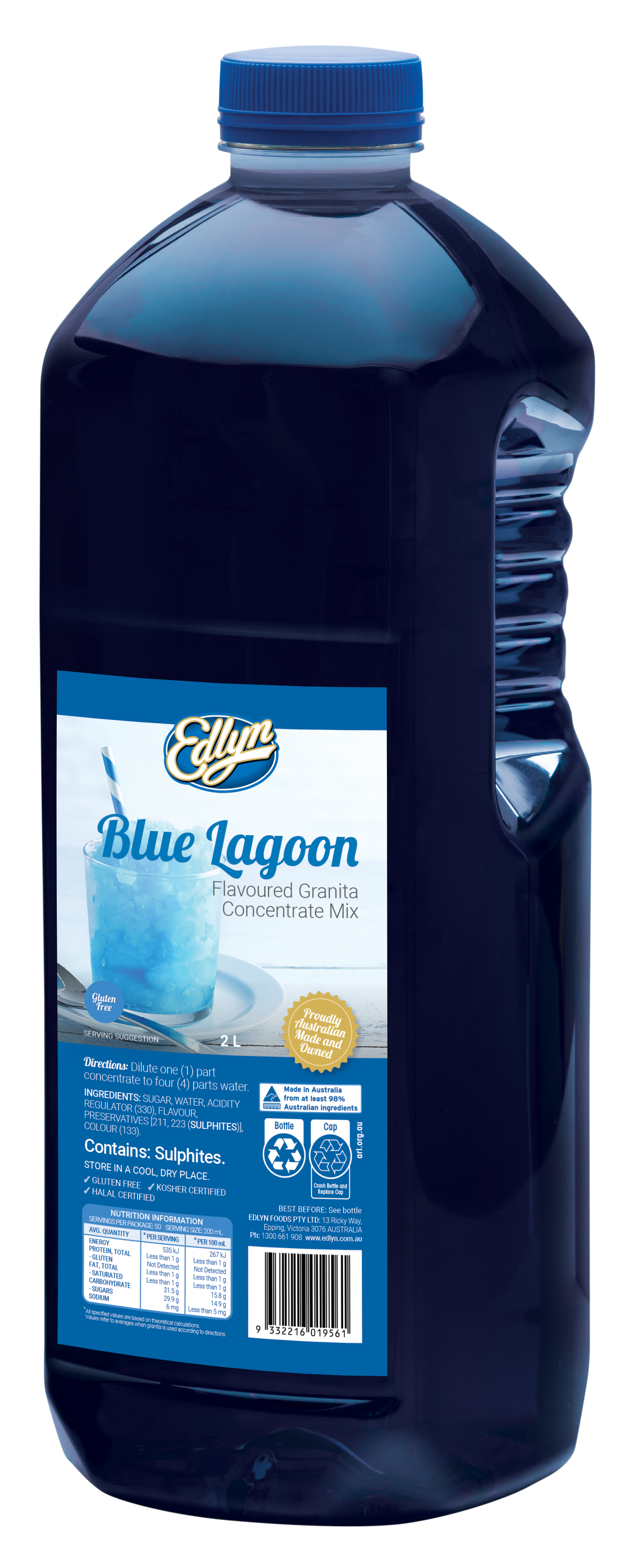 Cordial**Granita Blue Lagoon 6x2Lt Carton Edlyn