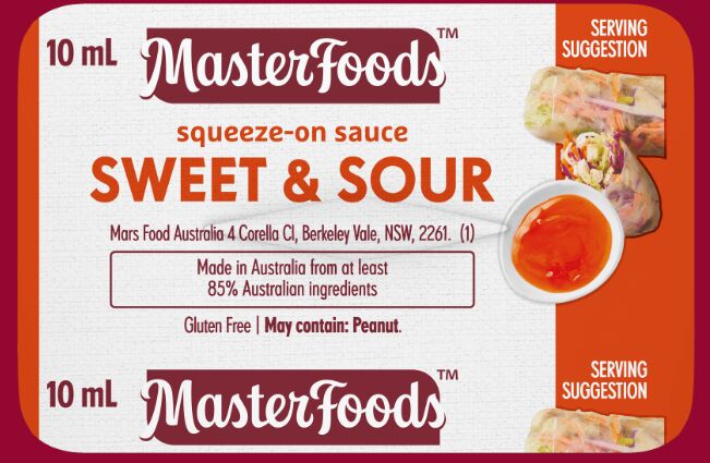 Sauce**Sweet and Sour Squeeze On Portion Control (100x10ml) Masterfoods