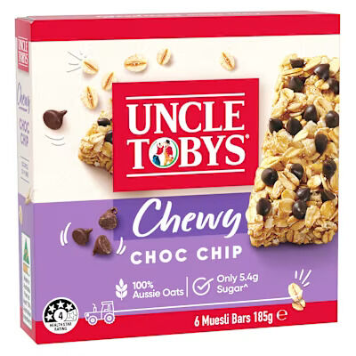 Muesli Bar**Chocolate Chip (10x6x30.8g) (OUTER) Uncle Toby’s