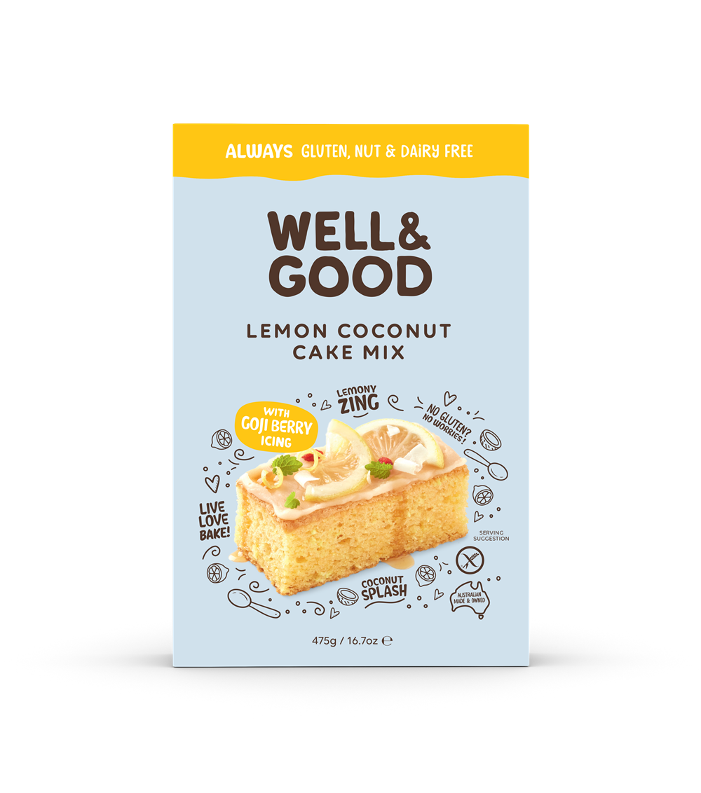 Cake Mix**Lemon Coconut Gluten Free, Well & Good 5x475gm CTN