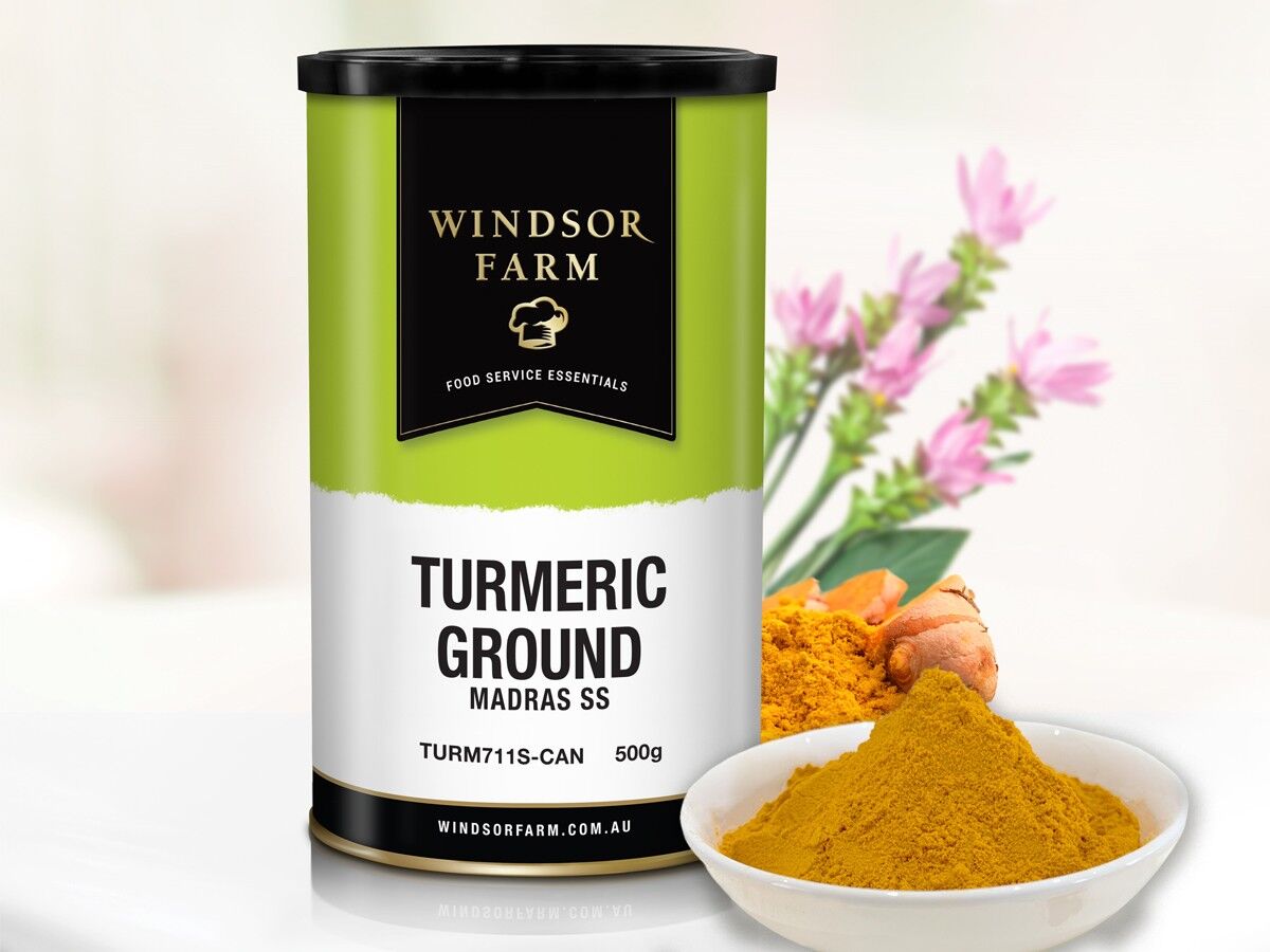 Turmeric, Ground Madras SS 500g Cannister Windsor Farm (GF) (H) (VG)