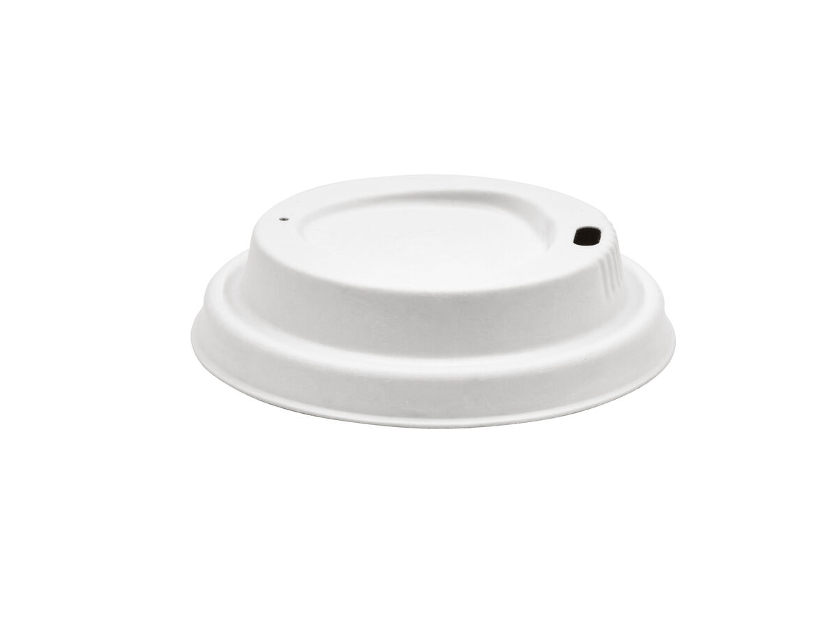 Lids, 80mm Small White Plat Fibre Coffee BioCup (1000)