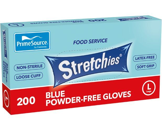 Gloves, BLUE Elastic/Stretchies Large Powder Free (200) PrimeSource