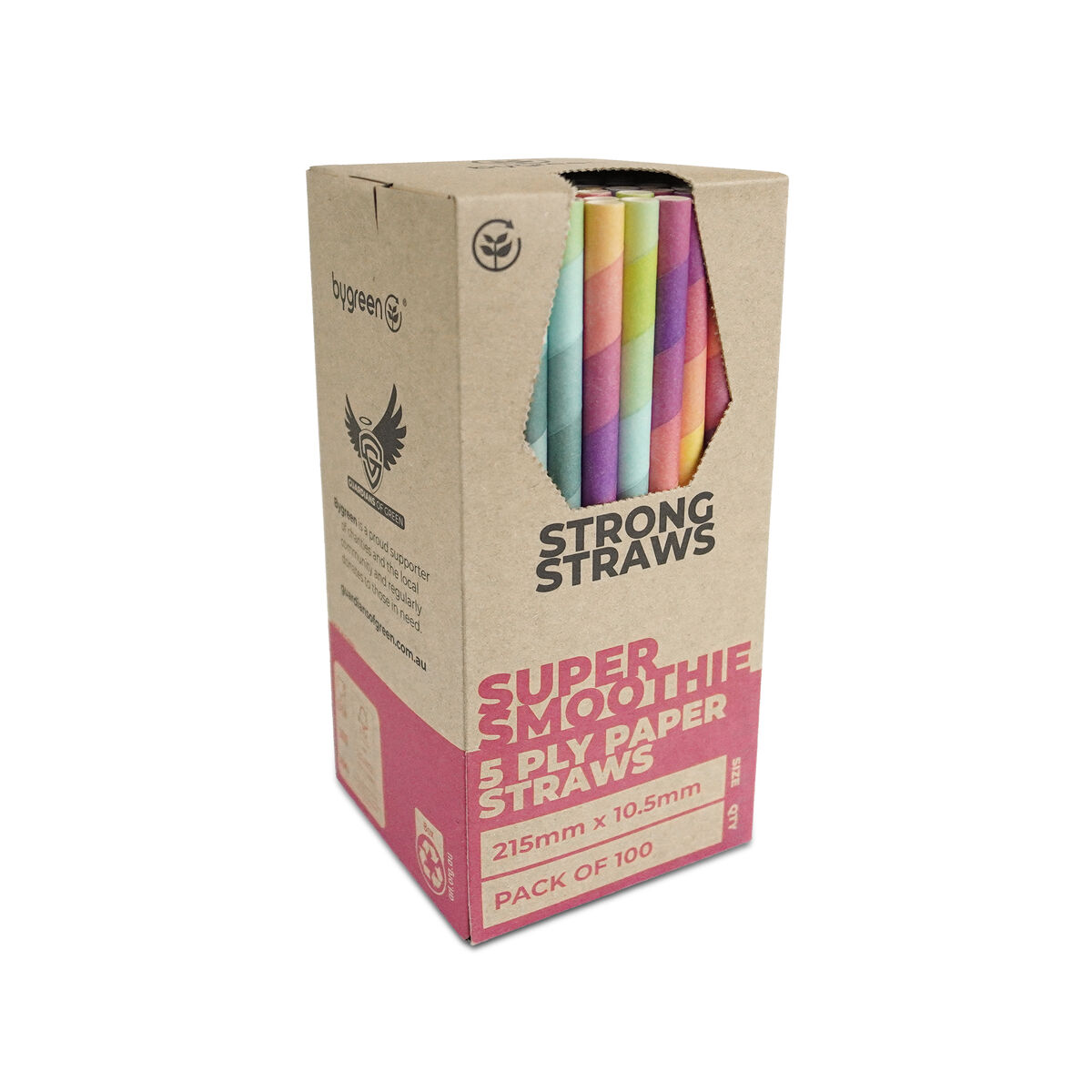 Paper Straw, Super Smoothie Mixed Colour 5ply (100)