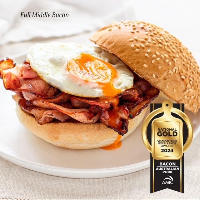 Bacon**Middle Rindless Sliced (R/W 2.5kg), Barossa Fine Foods
