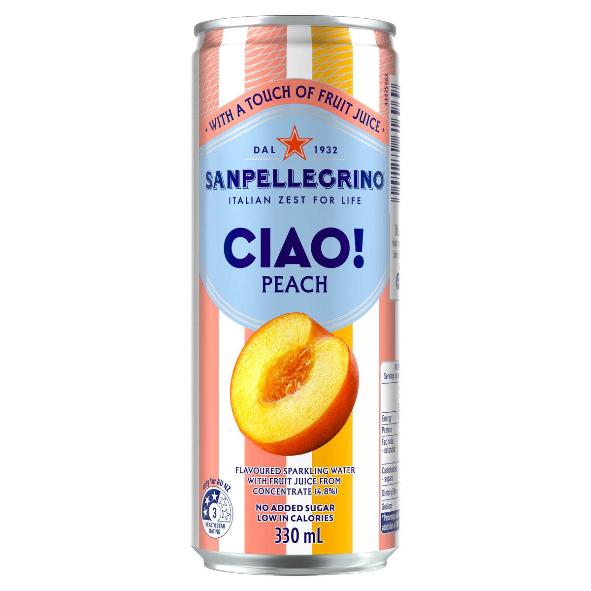 Water, Sparkling Ciao Peach 24X330ml Sanpellegrino (GF) (VG)