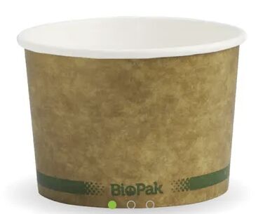 Bowl, 8oz Green Stripe Biobowl, Biopak (1000)