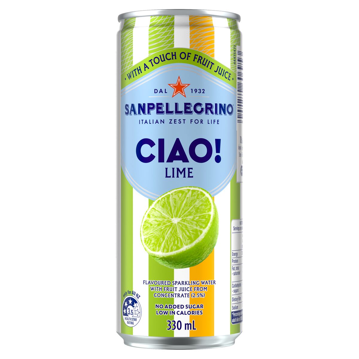 Water, Sparkling Ciao Lime 24X330ml Sanpellegrino (GF) (VG)