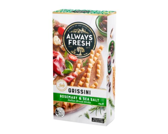Grissini, Rosemary & Sea Salt, Always Fresh 6x125g CTN