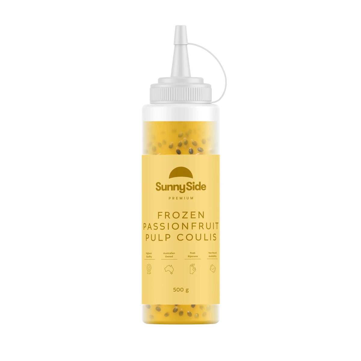 Passionfruit Pulp, Seed In, Coulis 500ml, Sunnyside