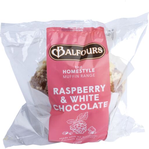 Muffins**Raspberry & White Chocolate, Balfours 15x150g