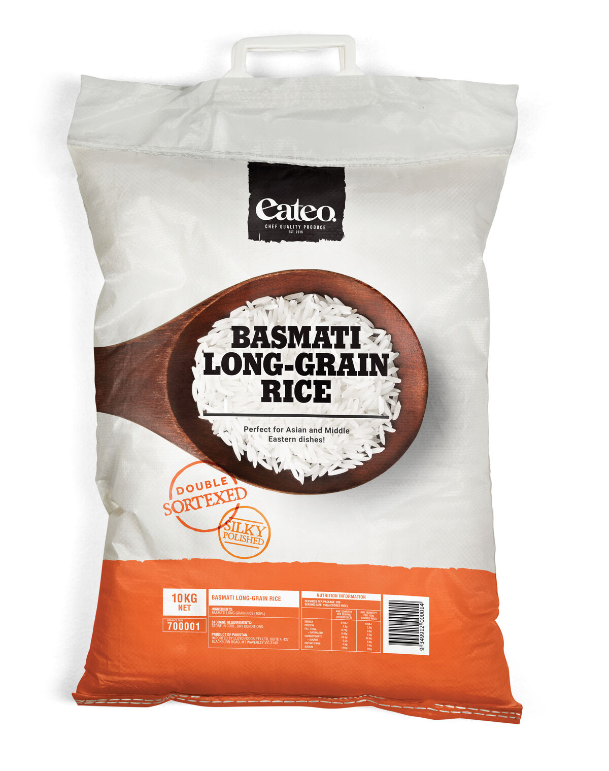 Rice, Basmati 10kg Eateo (H)(V)(GF)